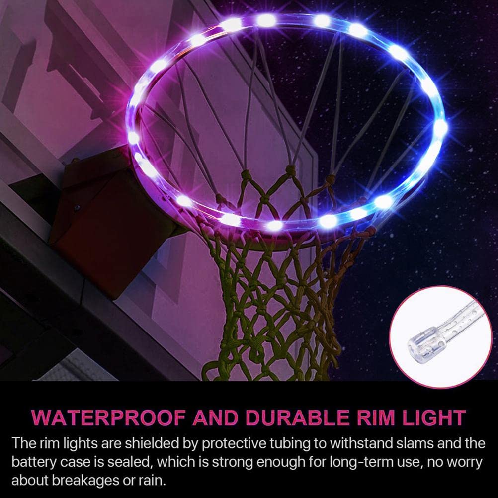 LED Canestro da Basket Luce, Telecomando Basket Cerchio LED Luce 4 modalità 16 Colori Impermeabile per Allenamento Giocare All'aperto di Notte