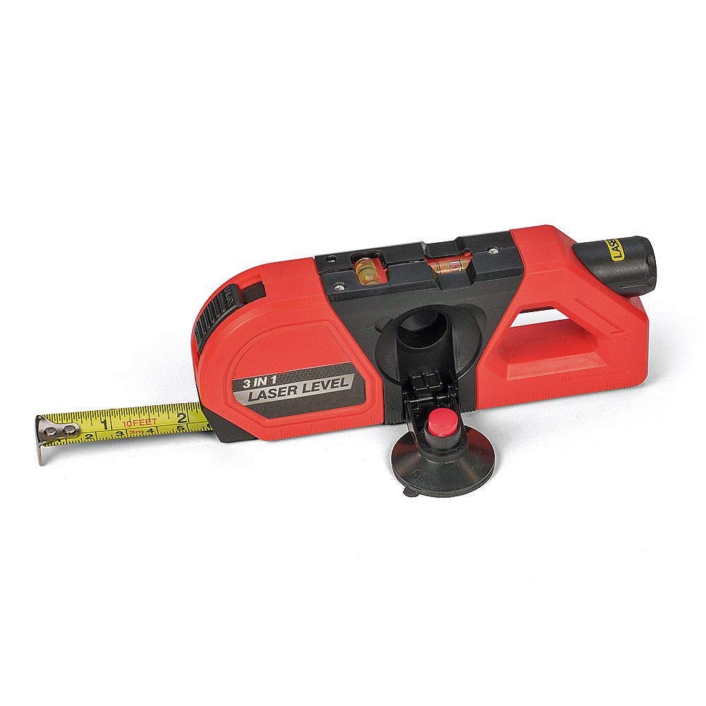 3 in 1 Laser Level Aligner - Horizontal Vertical Cross Line Measure Tape | Ruler Spirit, Multi Purpose, Bricklaying Builders Hand Tool, Household DIY Measuring