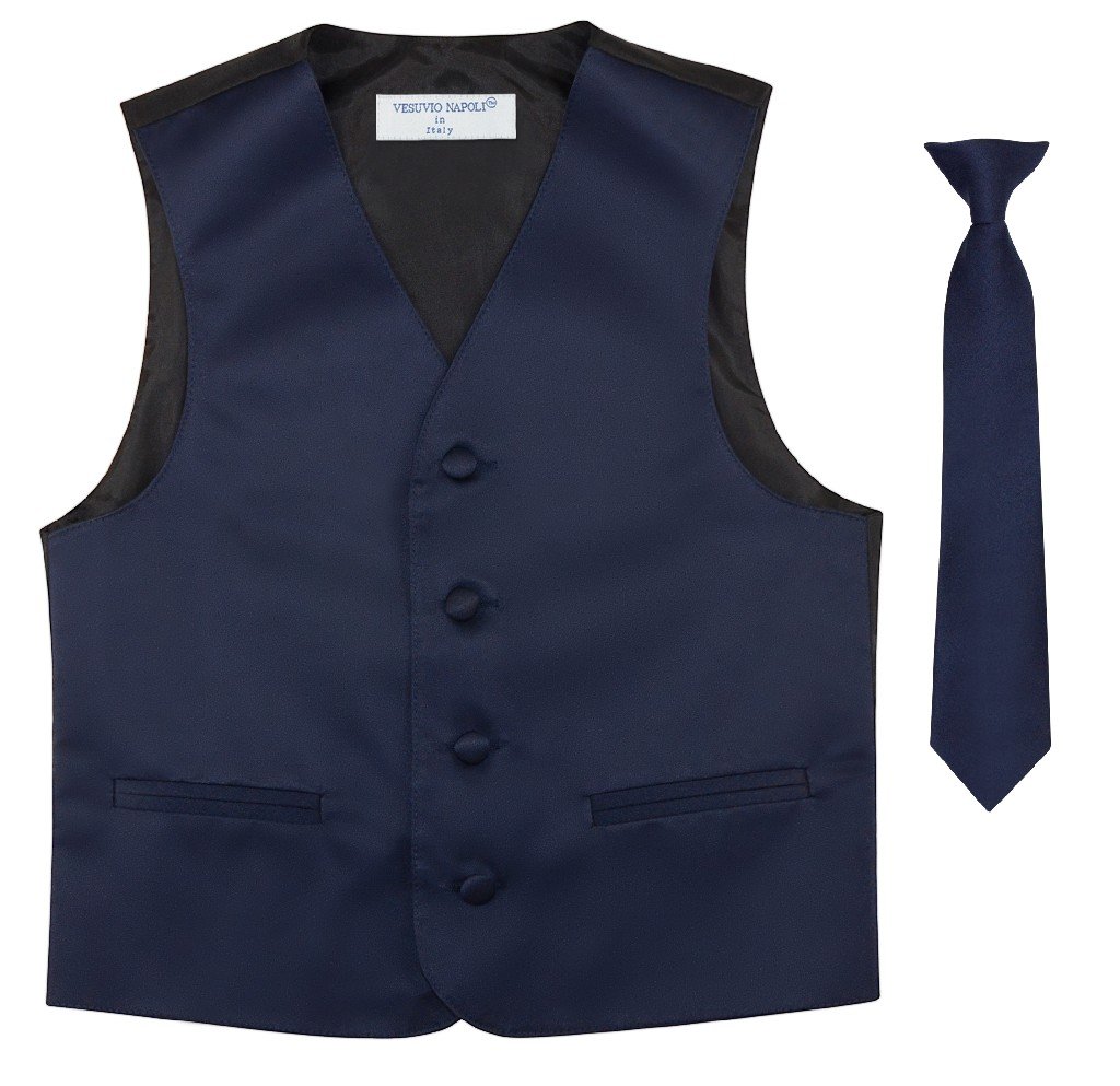 BOY'S Dress Vest &amp; NeckTie Solid HOT PINK FUCHSIA Color Neck Tie Set