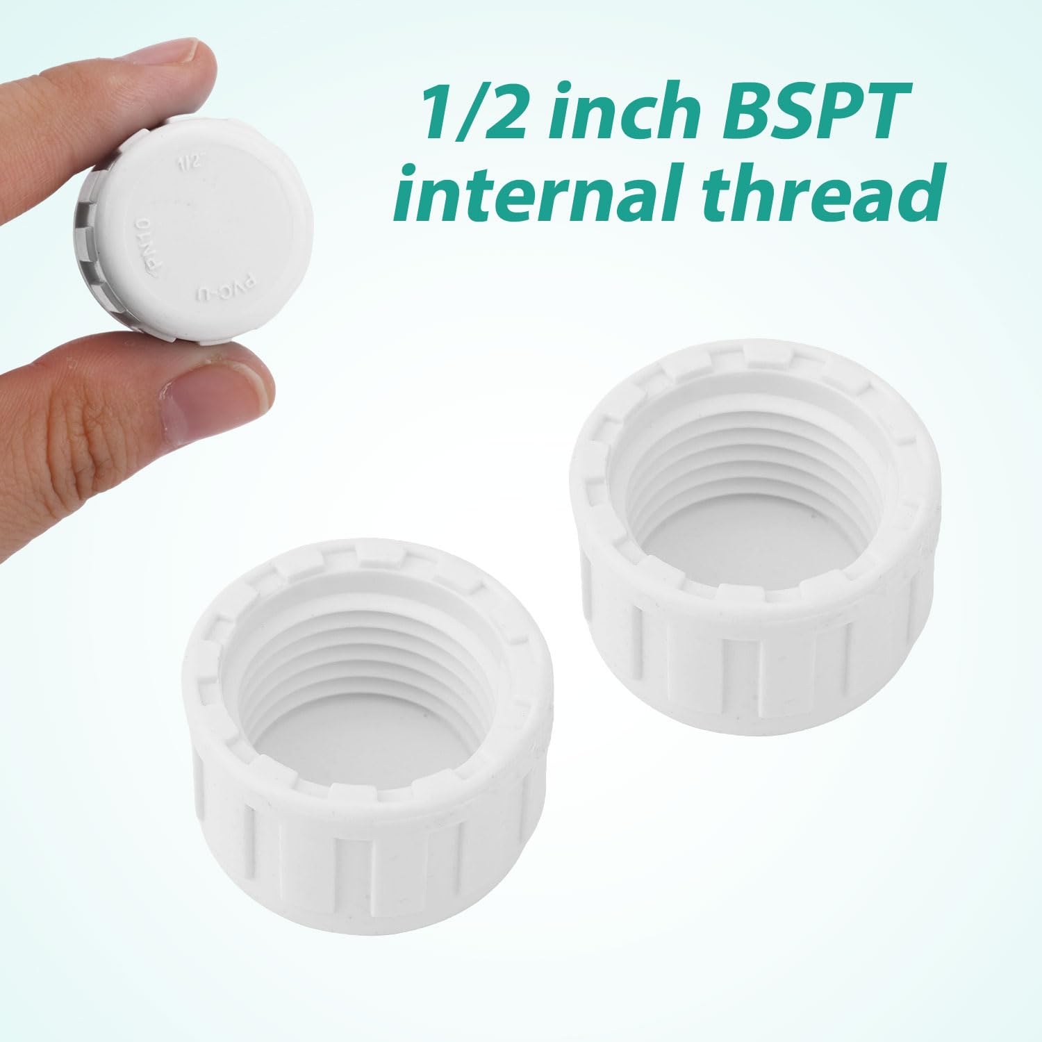 BOXOB 12 Sztuk 1/2-Calowych Końcówek Rur PVC z Gwintem Żeńskim, Zaślepki Adaptery Zaślepki PVC do Projektów Typu Zrób to Sam Napraw rur i Systemów Nawadniających Połączenie BSPT (Białe)