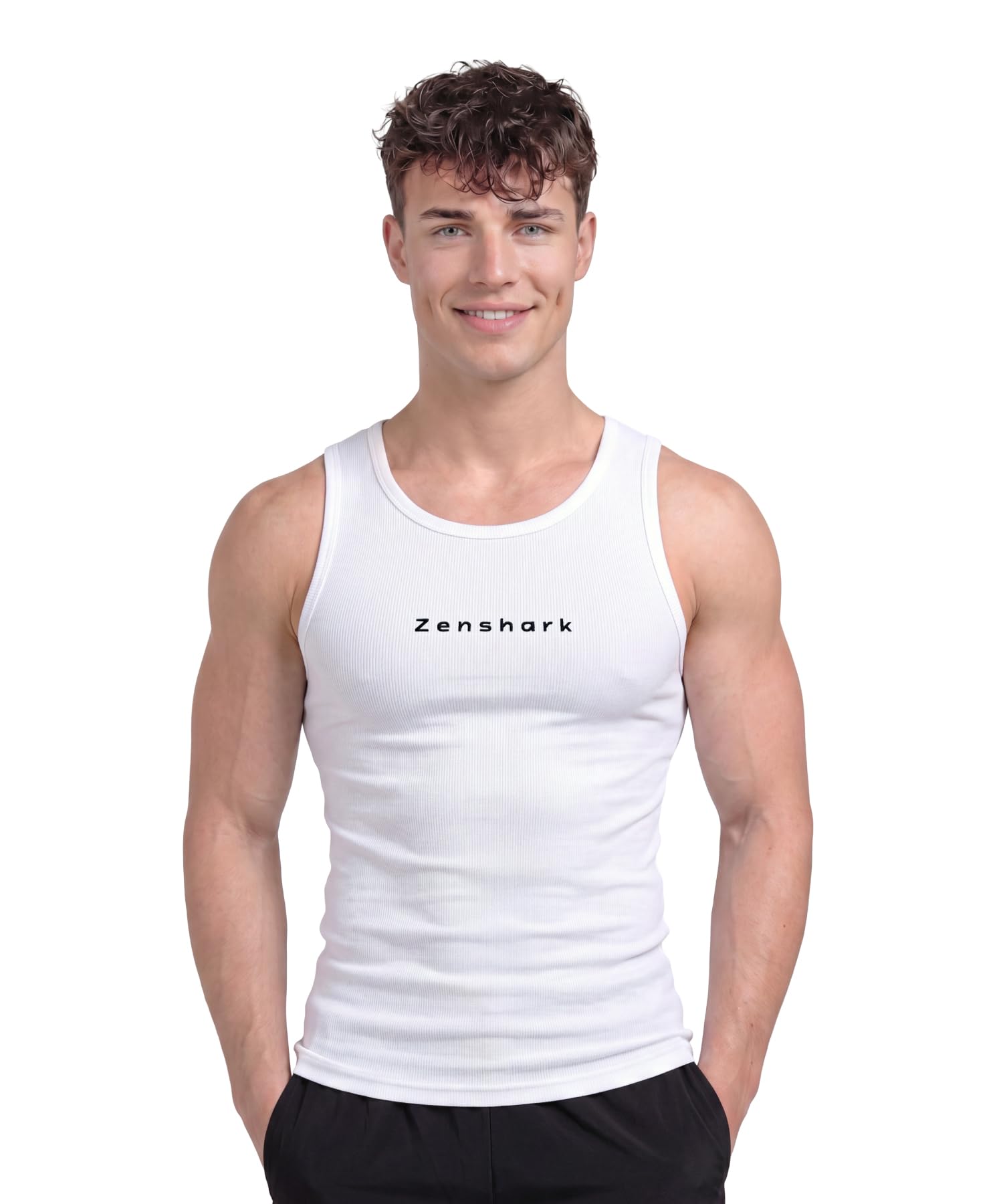 Gym Vest for Men | Sleeveless T Shirt Sando Tank Top | 2x2 Ribbed Cotton Lycra Ribbed Vest | Round Neck Slim Fit 4 Way Stretch | Sleeveless Gym T Shirt for Workout Training