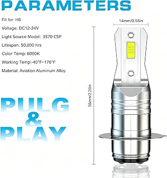 H6M P15D Fog Bulbs Compatible with Kawasaki Mule 600 610 3000 3010