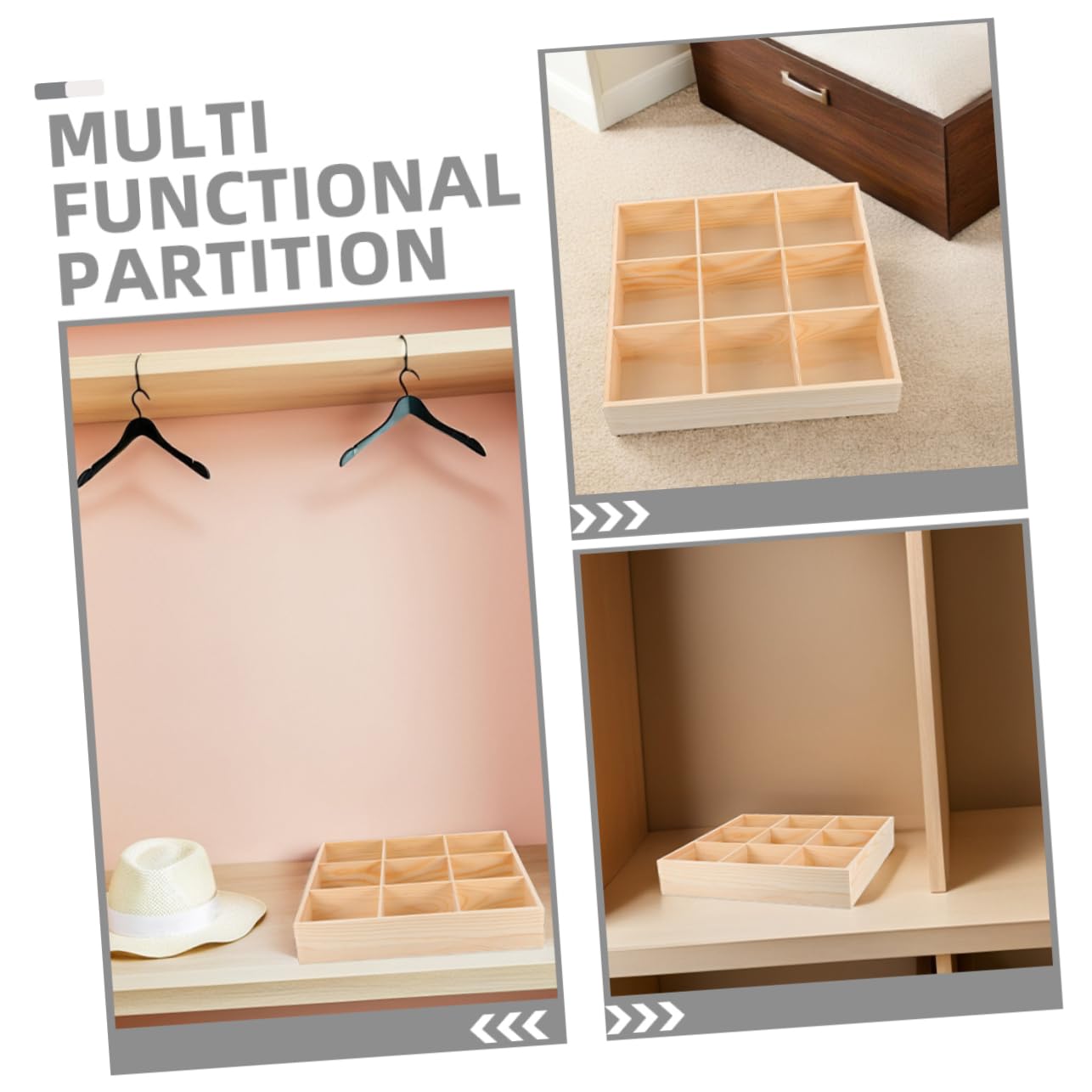 OUNONA 2 Stück Schubladenorganizer Aus Holz 9-fächer Sockenorganizer Für Kleinteile Kompakte Aufbewahrungsbox Für Unterwäsche Und Krawatten Im Kleiderschrank