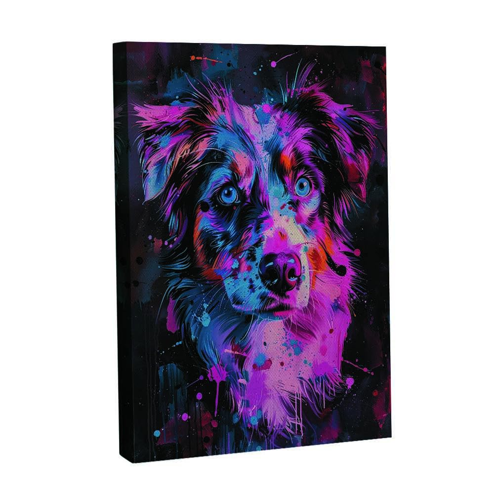 KoiDecor Australian Shepherd Dog Pink Design 1 Wall Art Canvas Print Home Decor Pictures Poster for Bedroom Living Room Bathroom Office Ready to Hang, Small(8x10in)  KoiDecor Australian Shepherd Dog Abstract Design 4 Wall Art Canvas Print Home Decor Pictures Poster for Bedroom Living Room Bathroom Office Ready to Hang, Small(8x10in)