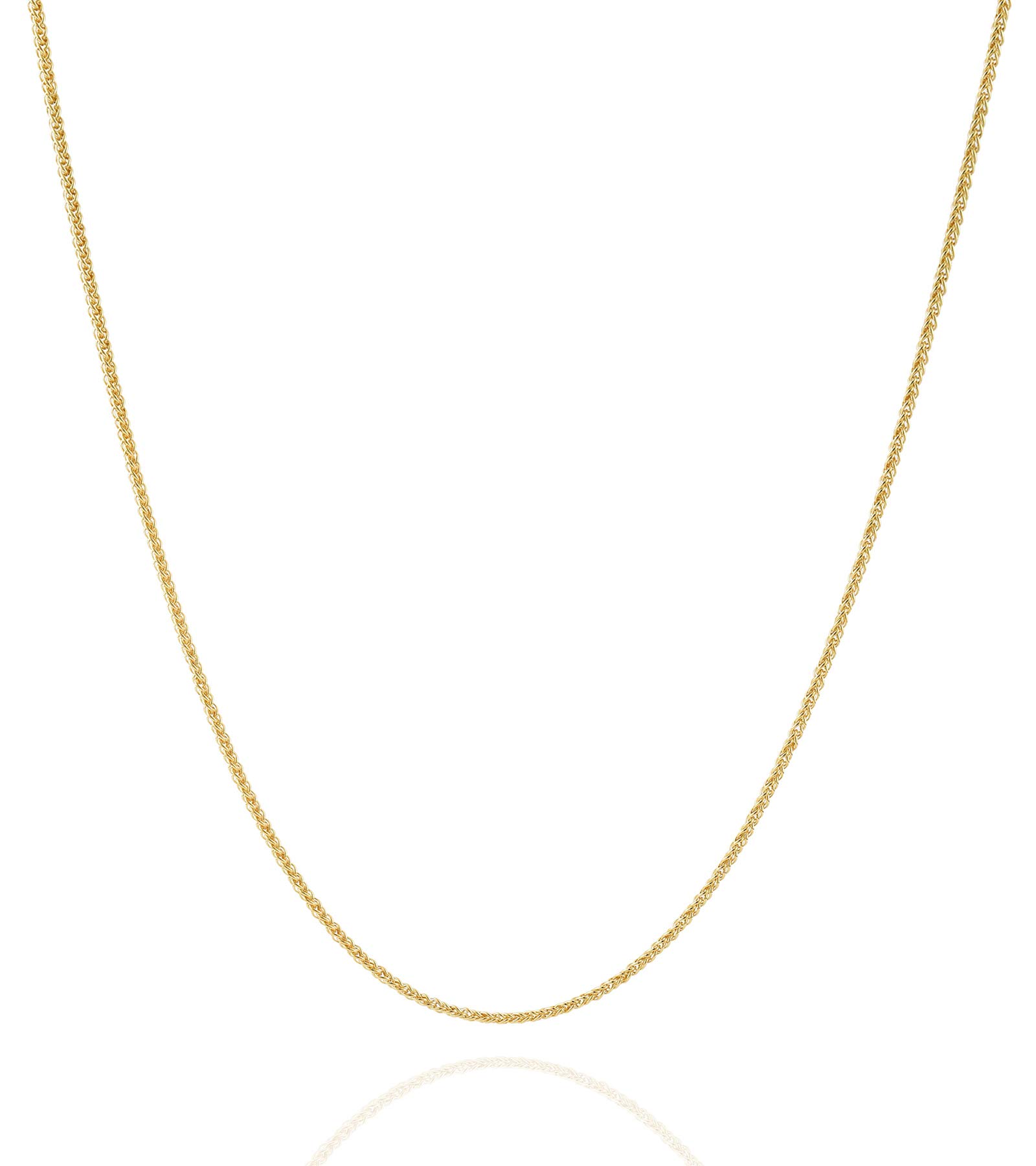Jewelry Atelier Gold Chain Necklace Collection - 14K Solid Yellow Gold Filled Round Wheat/Palm Chain Necklaces for Women and Men with Different Sizes (2.5mm, or 3.2mm)