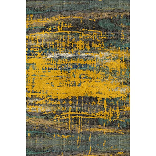 Tapis rectangulaire multicolore jaune 120x180 cm art déco moderne