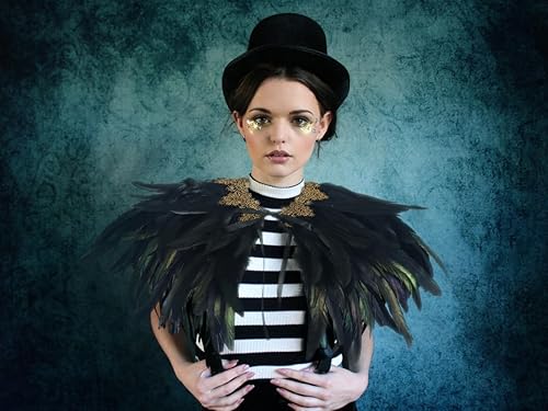 Miniatura 8 de Chal de plumas para mujer, collar de plumas de cuervo, capa de cisne de Halloween, accesorios de disfraz de bruja