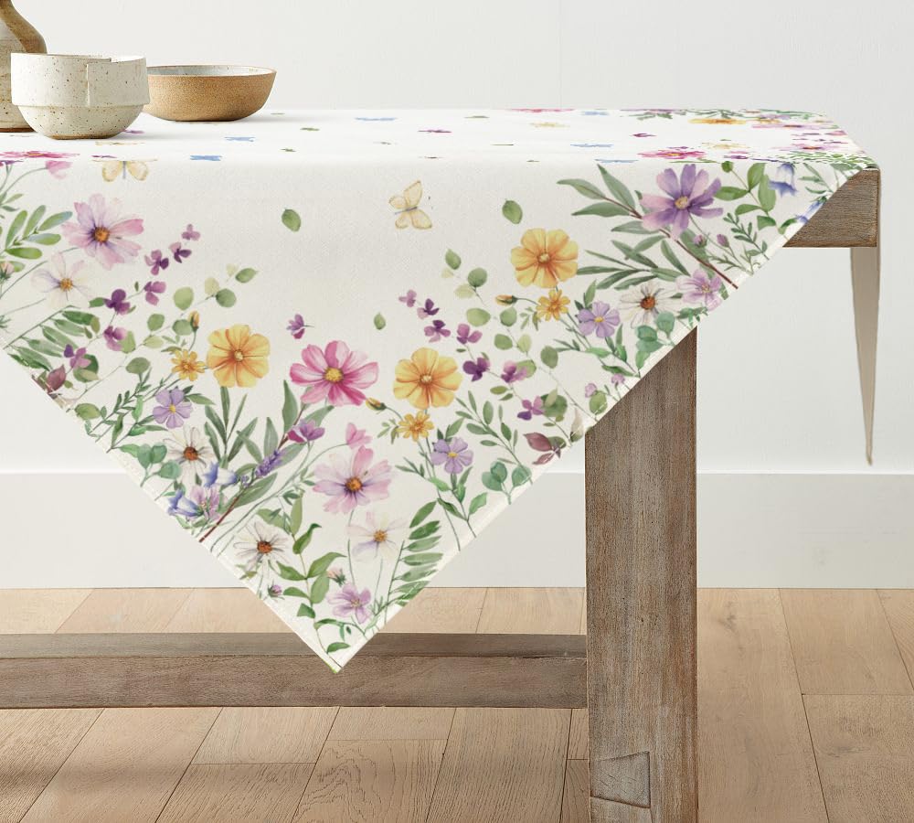 Artoid Mode Blumen Schmetterling Frühling Tischwäsche, Saisonnal Sommer Küche Tisch Dekoration Drinnen Urlaub Party Dekor 85x85 cm