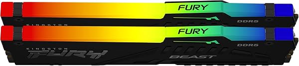 Kingston FURY Beast Noir RGB 16Go (2x8Go) 6000MT/s DDR5 CL36 DIMM Mémoire pour PC de Gamer Kit de 2 AMD EXPO/ Intel XMP - KF560C36BBEAK2-16 - 3