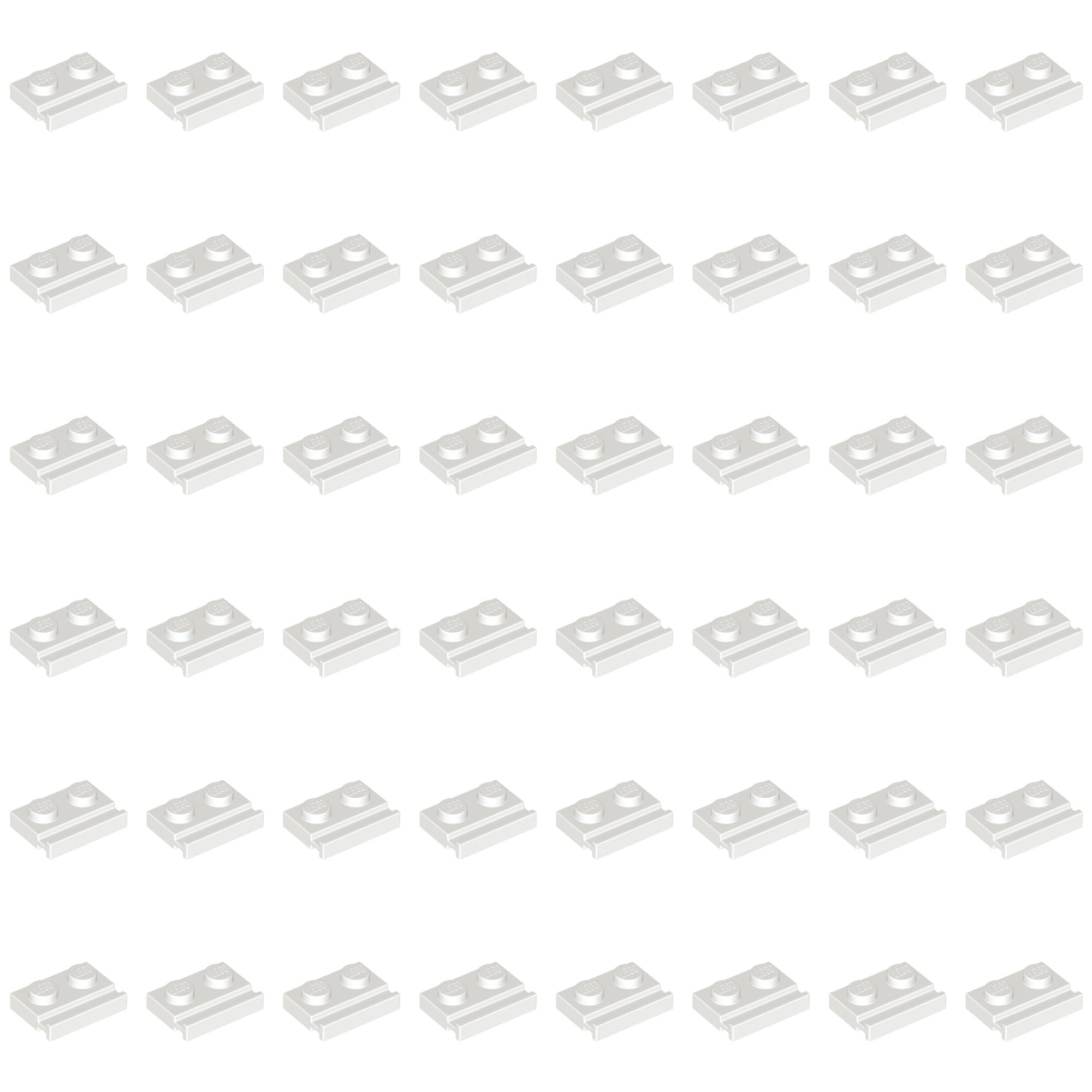 LEGO Plate, Modified 1 x 2 with Door Rail Part 32028 (White, 10, Bricks)