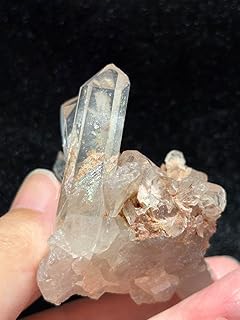 天然石 ピンク水晶クラスター 透明感 虹あり