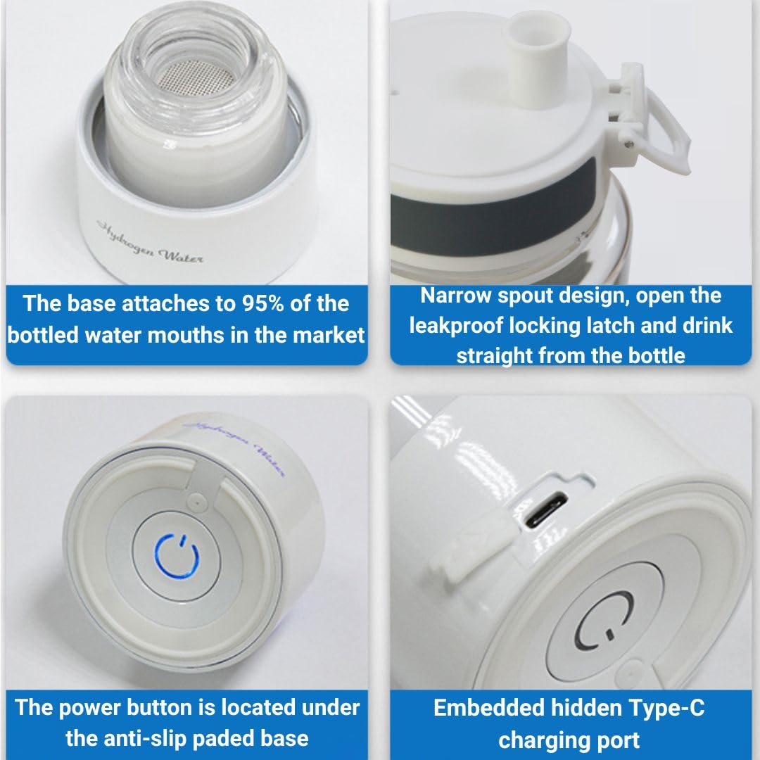 Generic Hydrogen Water Bottle Generator, Generates 5000ppb Hydrogen Concentration, SPE PEM Technology, Water Ionizer, 3 Minute Electrolysis, Drinkable Spout Lid, BPA Free, Portable