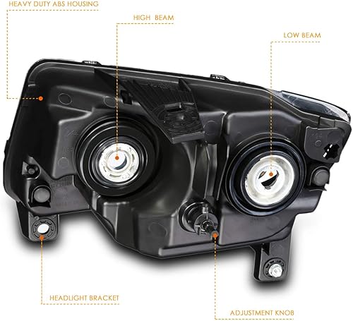 Miniatura 5 de PM PERFORMOTOR Conjunto de 2 faros halógenos compatibles con Jeep Grand Cherokee 11-13, carcasa cromada, esquina ámbar