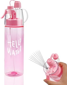 Water Spray Bottle Misting Water Bottle Sport Water Bottle for Outdoor Hydration 580ml Drinking Bottle with Flip Straw,for Cycling Climbing Fitness Hiking Running Mountaineering Humidification Cooling
