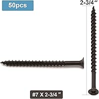 Vista 35 de Tornillo de madera #8 x 3/4 pulgadas 100 piezas, recubierto de fosfato negro, acero inoxidable, cabeza plana, cola de milano, autorroscante, rápido