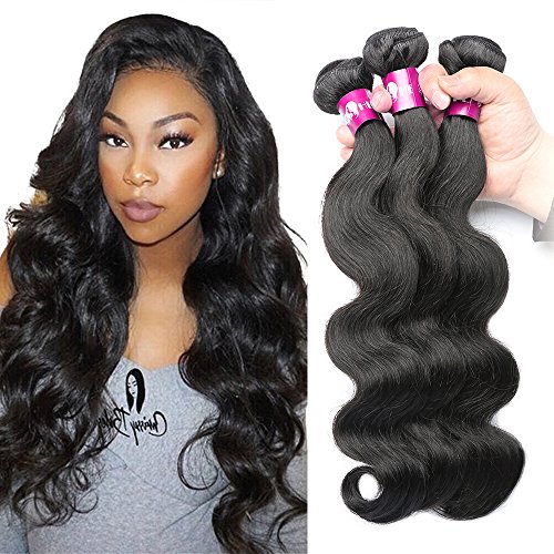 HEBE Brazilian Virgin Hair Body Wave 4 Bundles 18 20 22 24 inches 400g Unprocessed Brazilian Body Wave Human Hair Weave Extensions for Black Women Natural Color Tangle Free