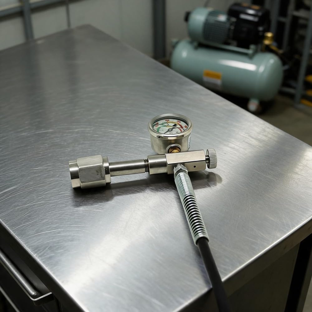 Adaptador de llenado CGA347 con manguera de 36 pulgadas de calibre de 6000 PSI | Se adapta a cilindros CGA347, calibre 6000 PSI, manguera de 36 pulgadas, protectores de resorte, decantación de alta presión