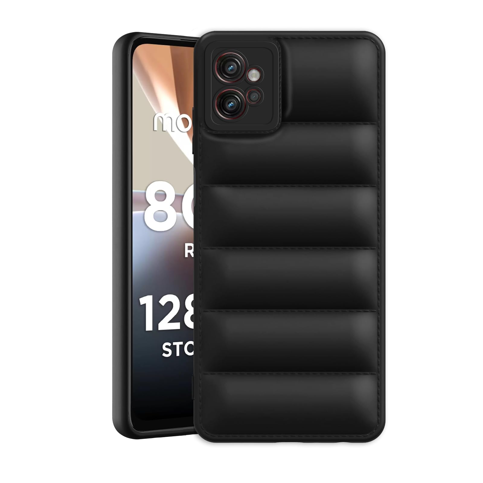 Amazon Brand - Solimo Puffer Case Camera Protection Soft Back Cover for Motorola Moto G32 - Black - Rubber (B0CQT7SZG3) Amazon Price History, Amazon Price Tracker