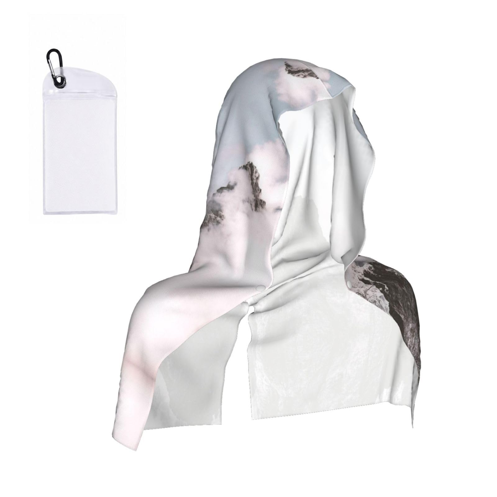 WXWJSHMGC Mountains Clouds Print Cooling Hoodie Towel, Cooling Towels For Neck And Face Sun Protection Instant Cool Hoodie(Sport/Camping/Work Out/Hot Weather)