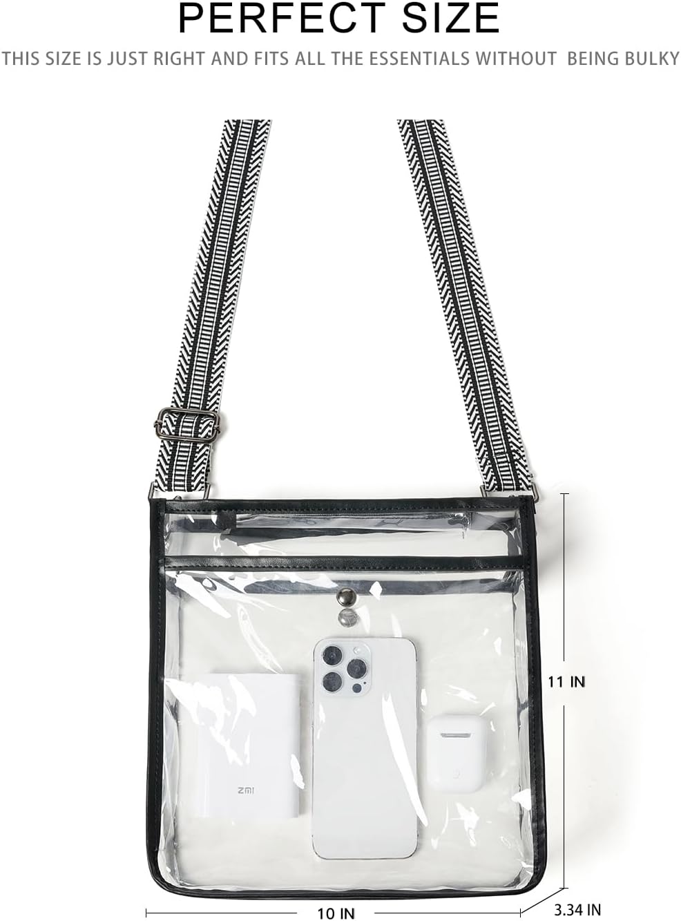 Bluome Clear Bag for Stadium Events 12x12x6, Clear Purses Stadium Bag Crossbody Purses for Concerts Football Games Travel
