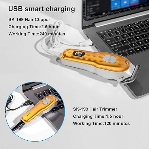 Miniatura 8 de SURKER Cortadora de pelo profesional para hombre cortadora de pelo profesional cortadora de barba kit de aseo inalámbrico pantalla LED recargable