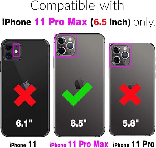 Miniatura 2 de LMDAMZ Funda para iPhone 11 Pro Max anticaídas, resistente grado militar, a prueba de golpes, doble protección (TPU+PC), funda magnética sólida y