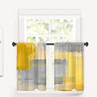 Vista 919 de Cenefas de cocina modernas con patrón de cobre marrón dorado para ventanas, cenefas opacas abstractas de marcas de arañazos y cortinas opacas