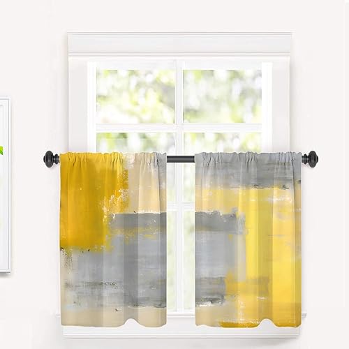 Miniatura 919 de Cenefas de cocina modernas con patrón de cobre marrón dorado para ventanas, cenefas opacas abstractas de marcas de arañazos y cortinas opacas