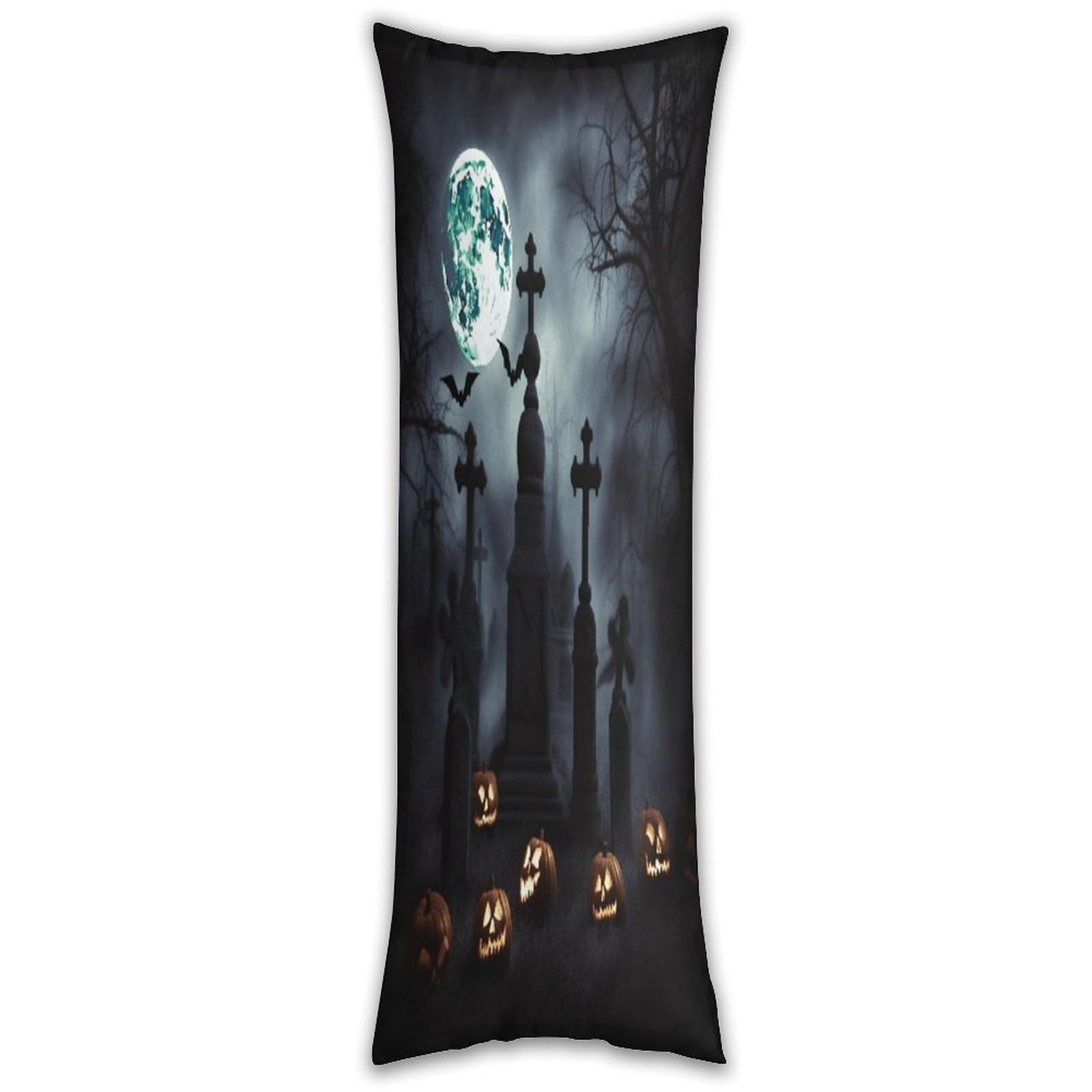 Gothic Happy Halloween Long Pillow Case with Zipper Ultra Soft Microfiber Long Pillow Cover Breathable Body Pillow Protector Soft Wrinkle Pillowcase for Bed Sofa Bedroom 53 X 19 in