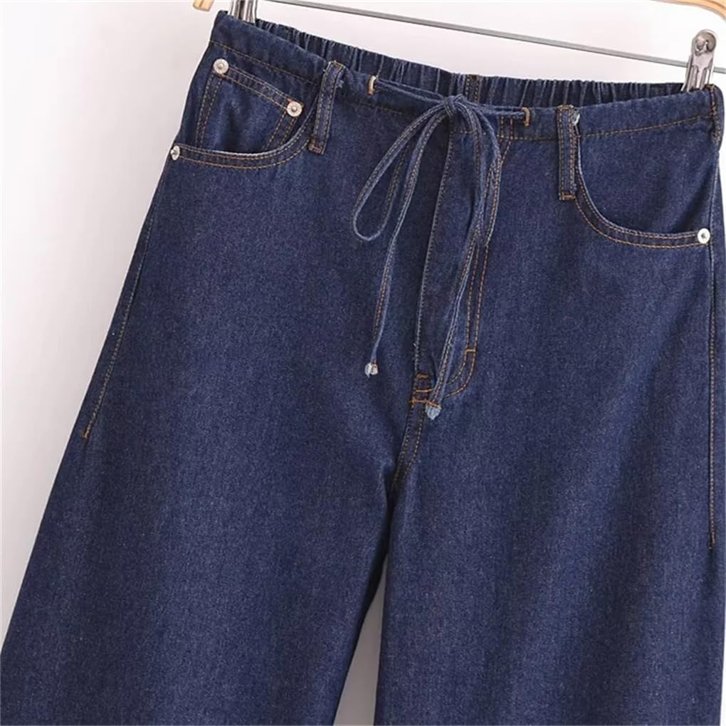 Women's Elastic Waist Straight Jeans