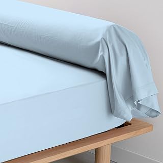 Pizuna Taies de traversin 400 Fils en Coton de Lin 45x190 cm, 2 pièces Bleu Ciel, taies de traversin 100 % Coton à Longues Fibres Tissage satiné Doux