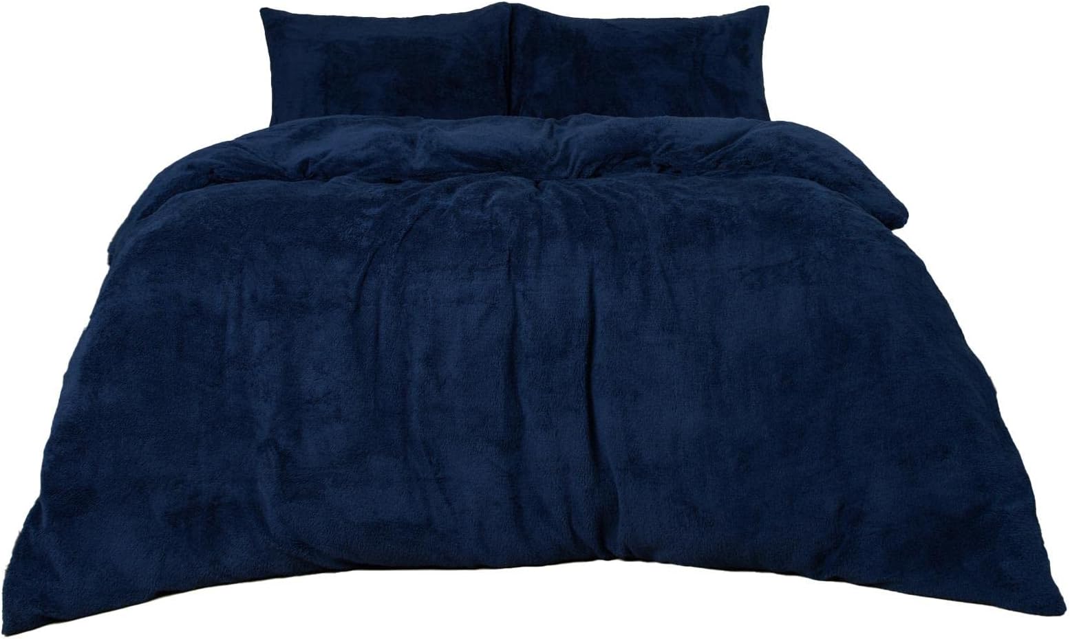 Brentfords Navy Blue Single Duvet Covers, Teddy Fleece Duvet Set Single Duvet Cover Winter Bedding Christmas Duvet with Pillowcase Ultra Soft Warm Cosy