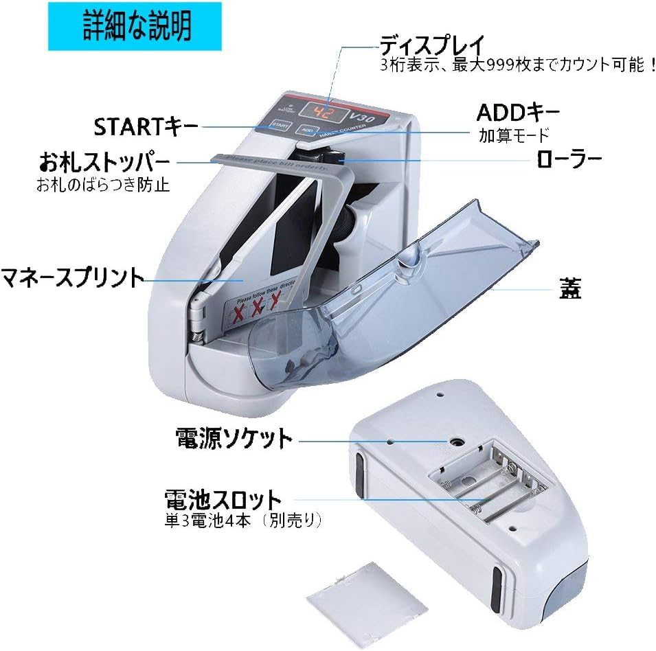 Amazon | 【2026最新版】マネーカウンター 自動紙幣計算機 バッチ機能