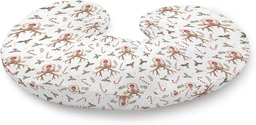 Miniatura 2 de Bonita funda de almohada de lactancia con diseño de renos de Navidad, diseño de hojas de vacaciones, unisex, extraíble, para bebés, niñas, niños,