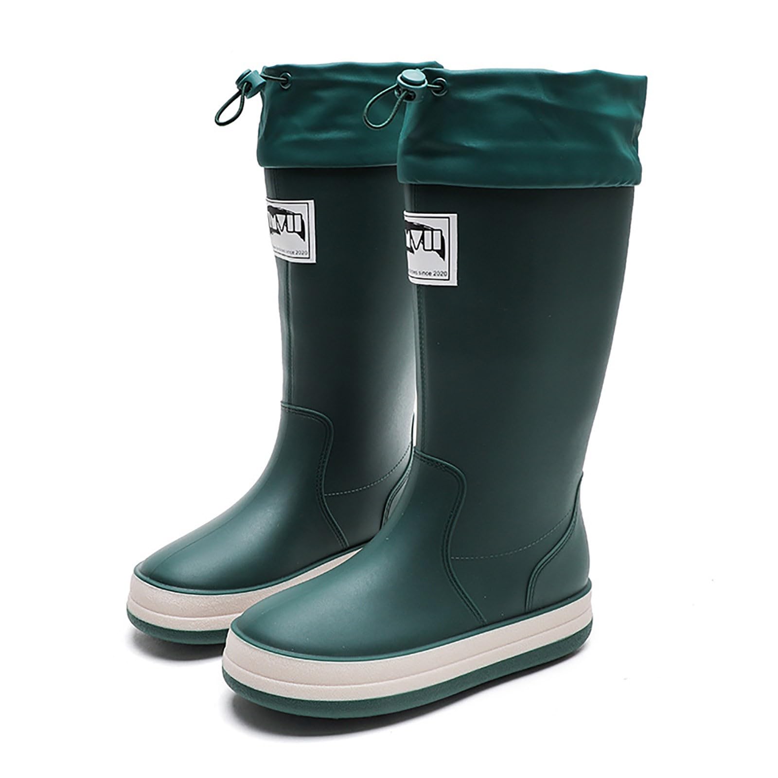 Generisch Stivali da pioggia da donna in gomma alti, impermeabili, con suola antiscivolo, resistenti all'abrasione, per attività all'aperto, lunghi