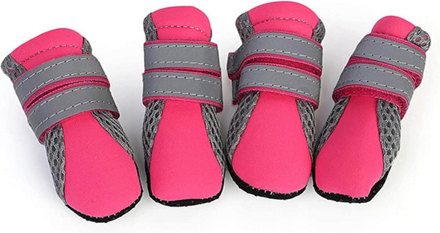 Reflective Dog Shoes, Lightweight and Soft Dog Boots with Rubber Sole, Breathable Dog Paw Protector with Adjustable Strap, Indoor & Outdoor for Small Dogs