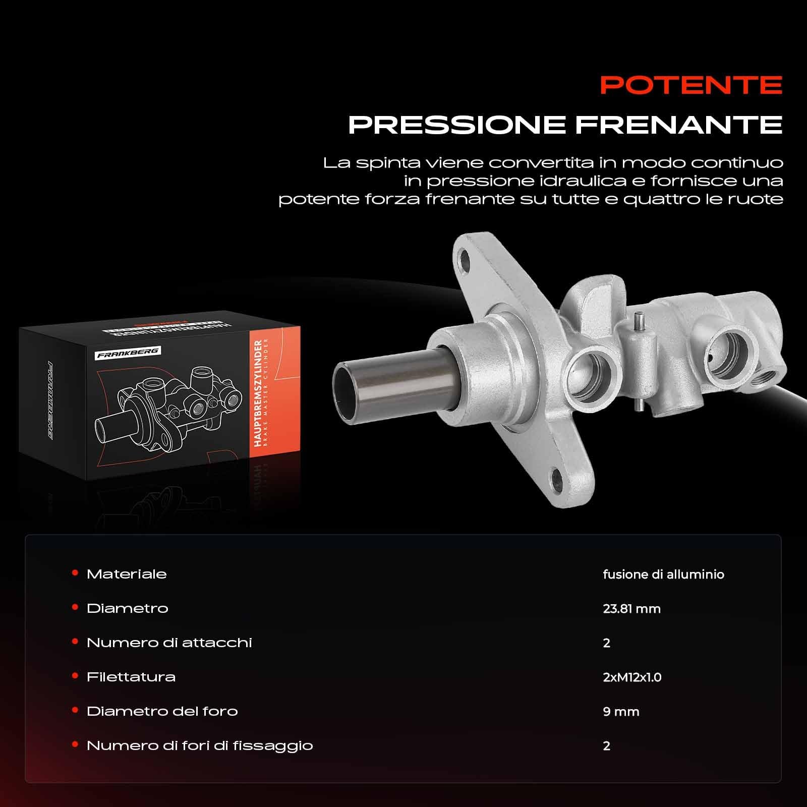 Frankberg Pompa Freno Cilindro di Freno Compatibile con T.i.g.u.a.n 5N 1.4L T.i.g.u.a.n 5N 2.0L Q3 8UB 8UG 1.4L Q3 8UB 8UG 2.0L Passa.t Variantee 365 1.4L Replace# 3C1614019E