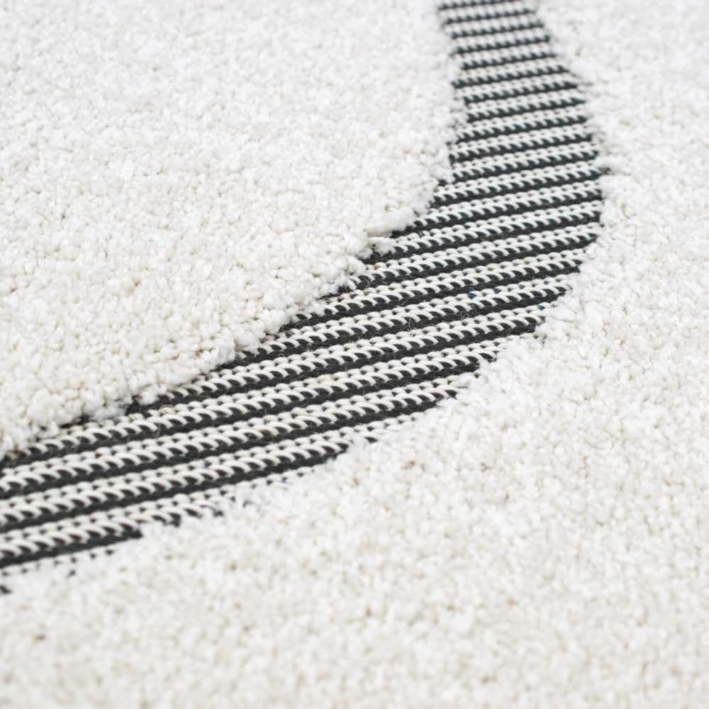 Teppich-Traum Tapis Moelleux Salon & Chambre à Coucher | Design en Tissu Plat Moderne crème Größe 160x230 cm
