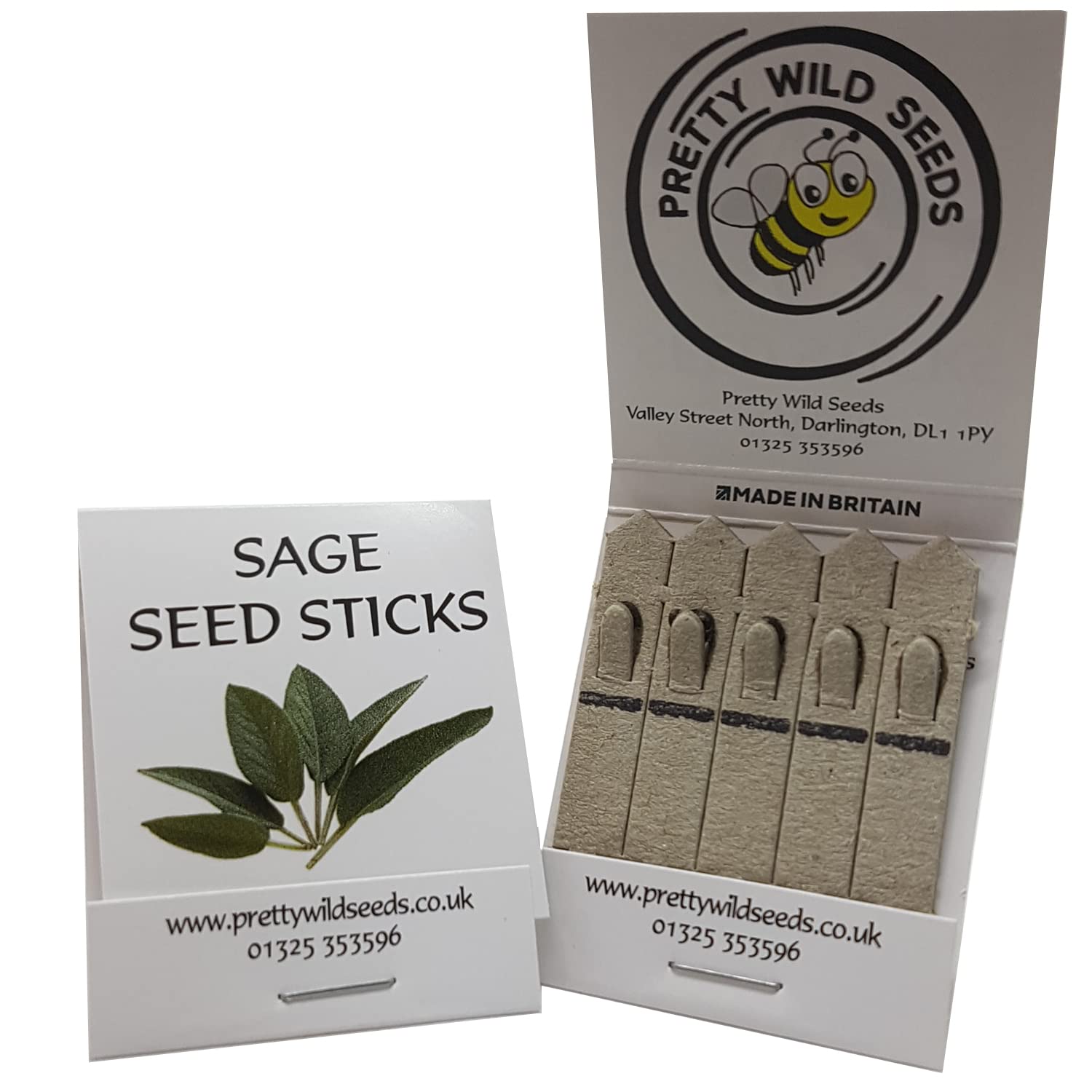 Herbs Seed Sticks Matchstick Packets Made with Real Herb Seeds Birthday Party Bag Fillers Promotional Items Giveaways (Sage, 10 Packets)