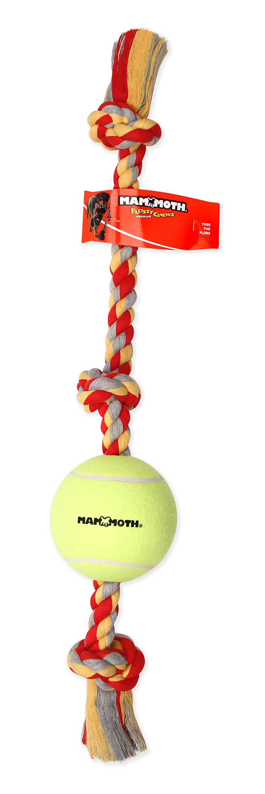 Mammoth Flossy, Kaubonbons Tug mit Big 6 Tennis Ball, Large, 91,4 cm