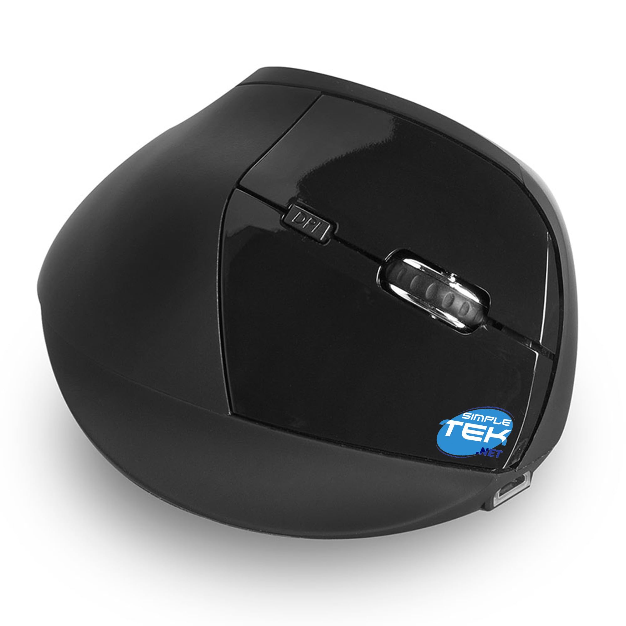 SIMPLETEK - Mouse verticale ergonomico wireless 2,4 GHz 5 pulsanti con batteria interna ricaricabile, fino a 1600 DPI, ricevitore USB incluso