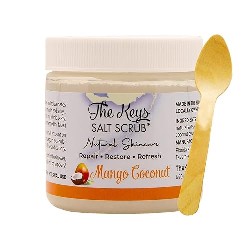 Miniatura 28 de The Keys Salt Scrub -Exfoliante de sal marina - Exfoliante corporal con cuchara de madera - Exfoliante hidratante para manos, pies, baño, (3.4 onzas