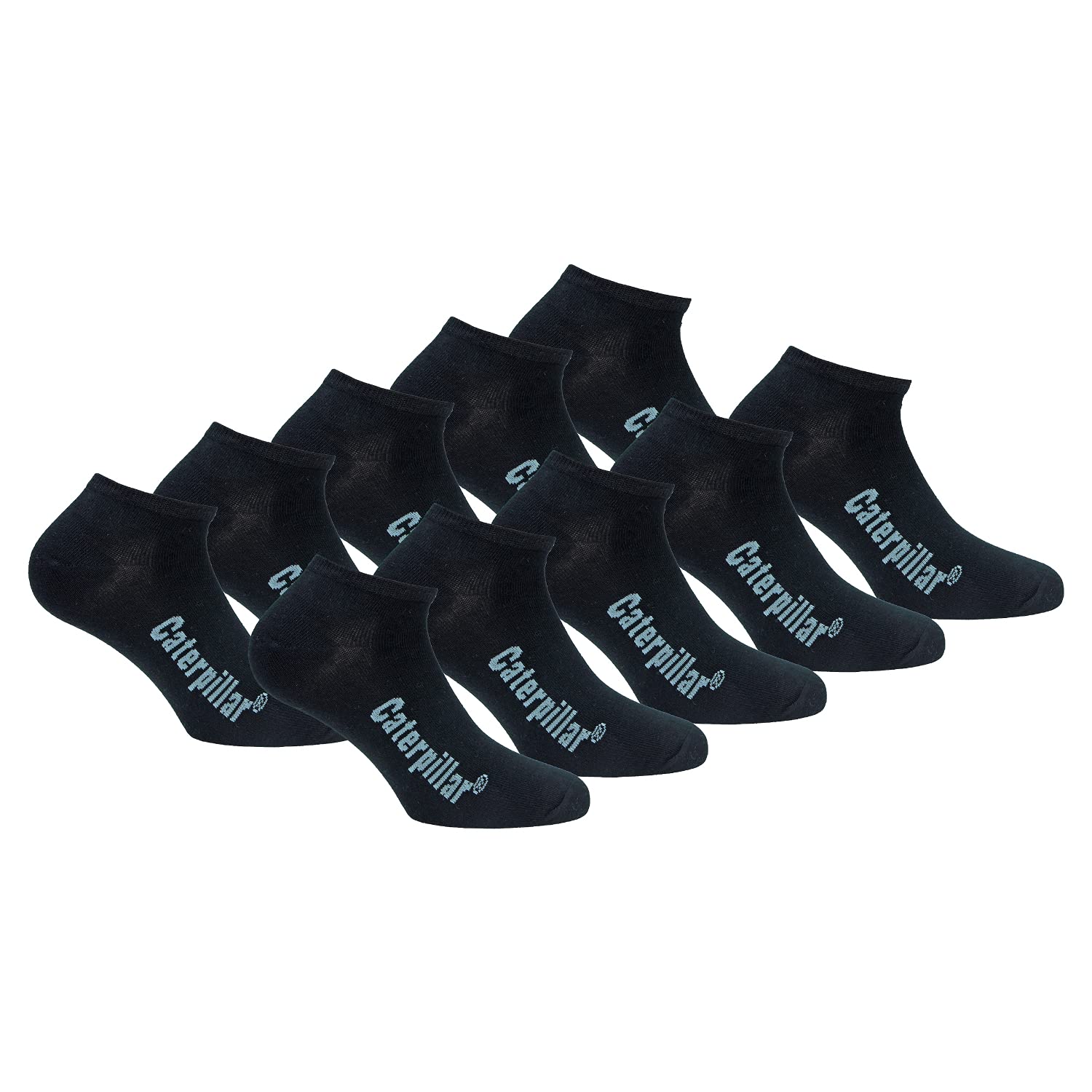 Caterpillar Sneaker 10 Pairs Short socks, ankle height, in soft Cotton (Black, 9-11)