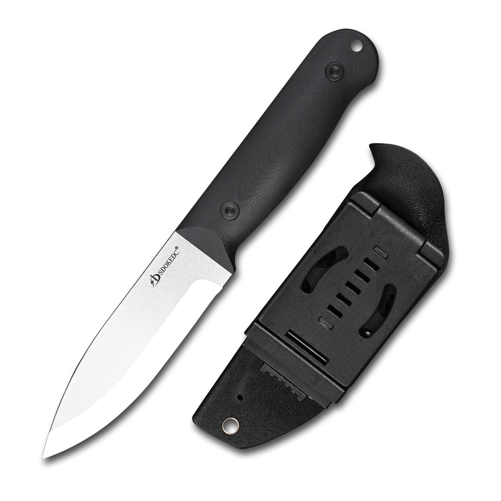 Jagdmesser mit Feststehender Klinge – Outdoor Messer für Männer, EDC, Camping, Angeln & Bushcraft, DC53 Stahl Micarta Griff (Weiß/schwarz G10)