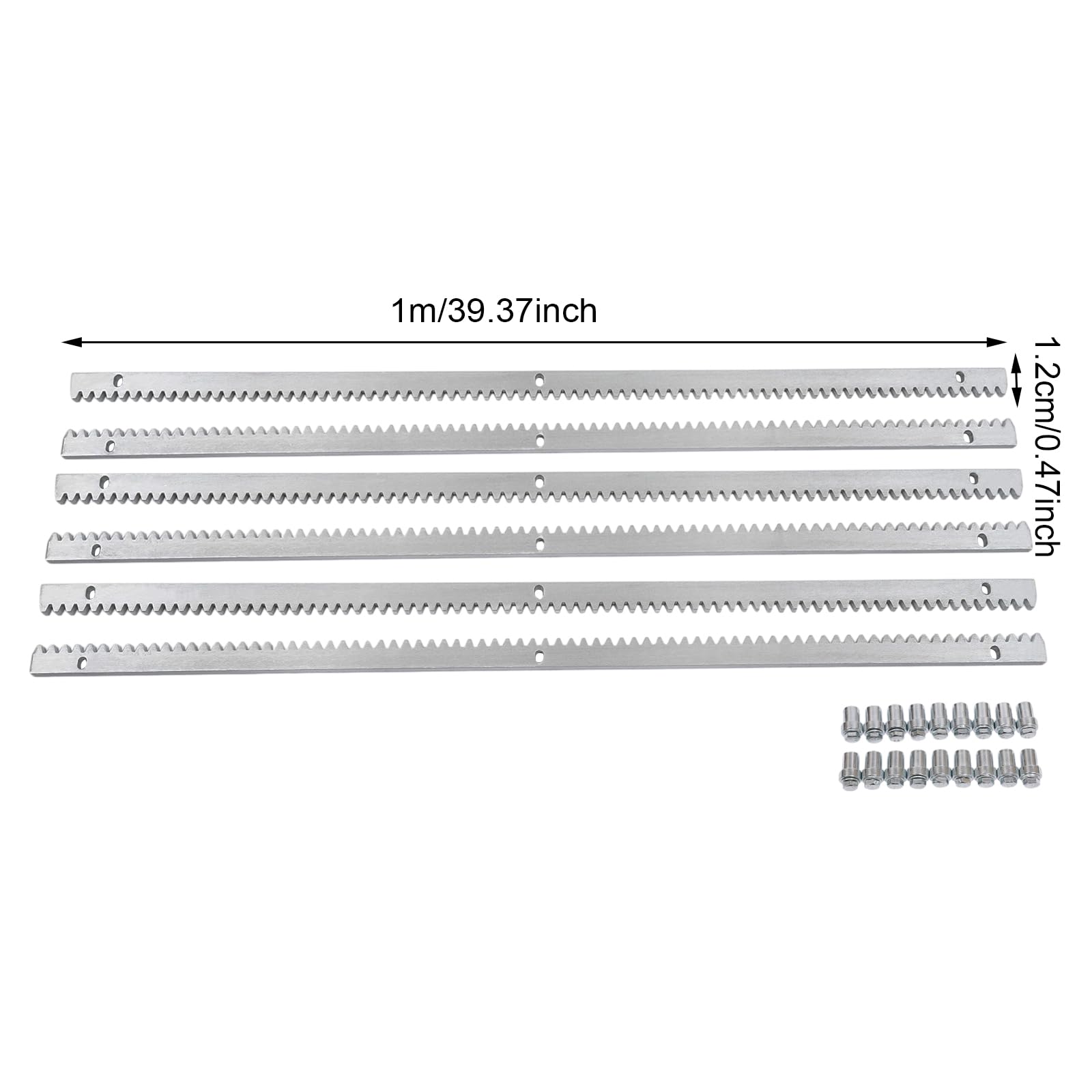 6 x 1m de cremallera de acero galvanizado, accesorio para accionamiento de puertas correderas, pieza de repuesto para accionamiento de puertas correderas