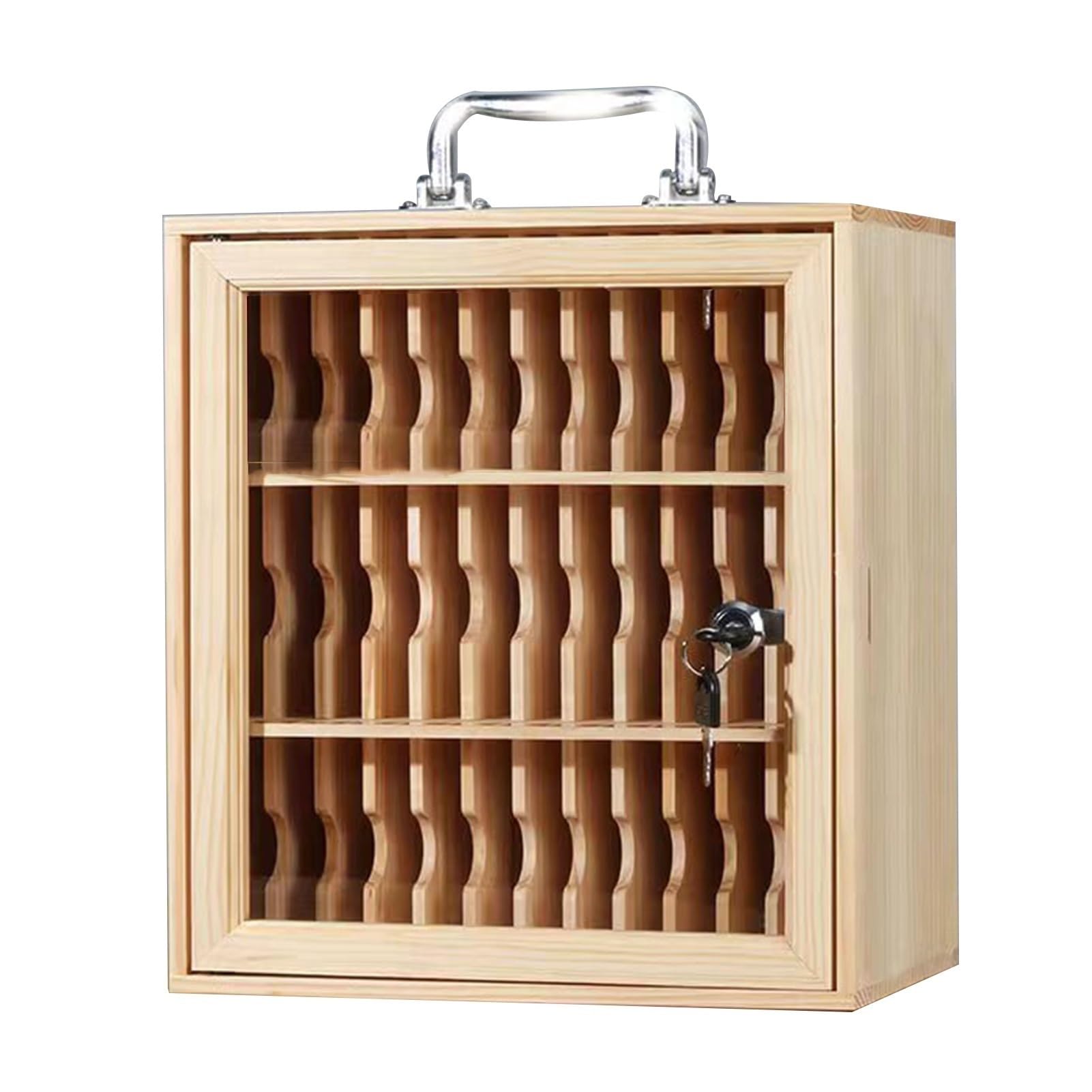 Armario para teléfono móvil, 36 Compartimentos, Madera + Cristal acrílico, Armario portátil para teléfono móvil para Oficina Escuela Sala de conferencias