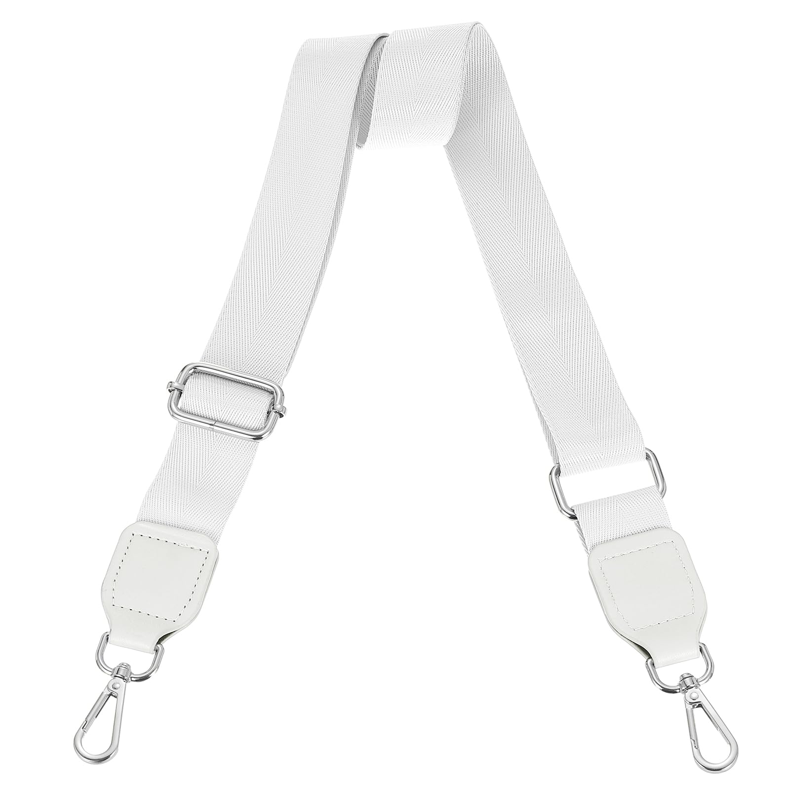 uxcell Wide Shoulder Strap, 3.8cm Adjustable Purse Strap Replacement Crossbody Strap for Shoulder Bag Handbag, White, Silver Square Mouth Buckle