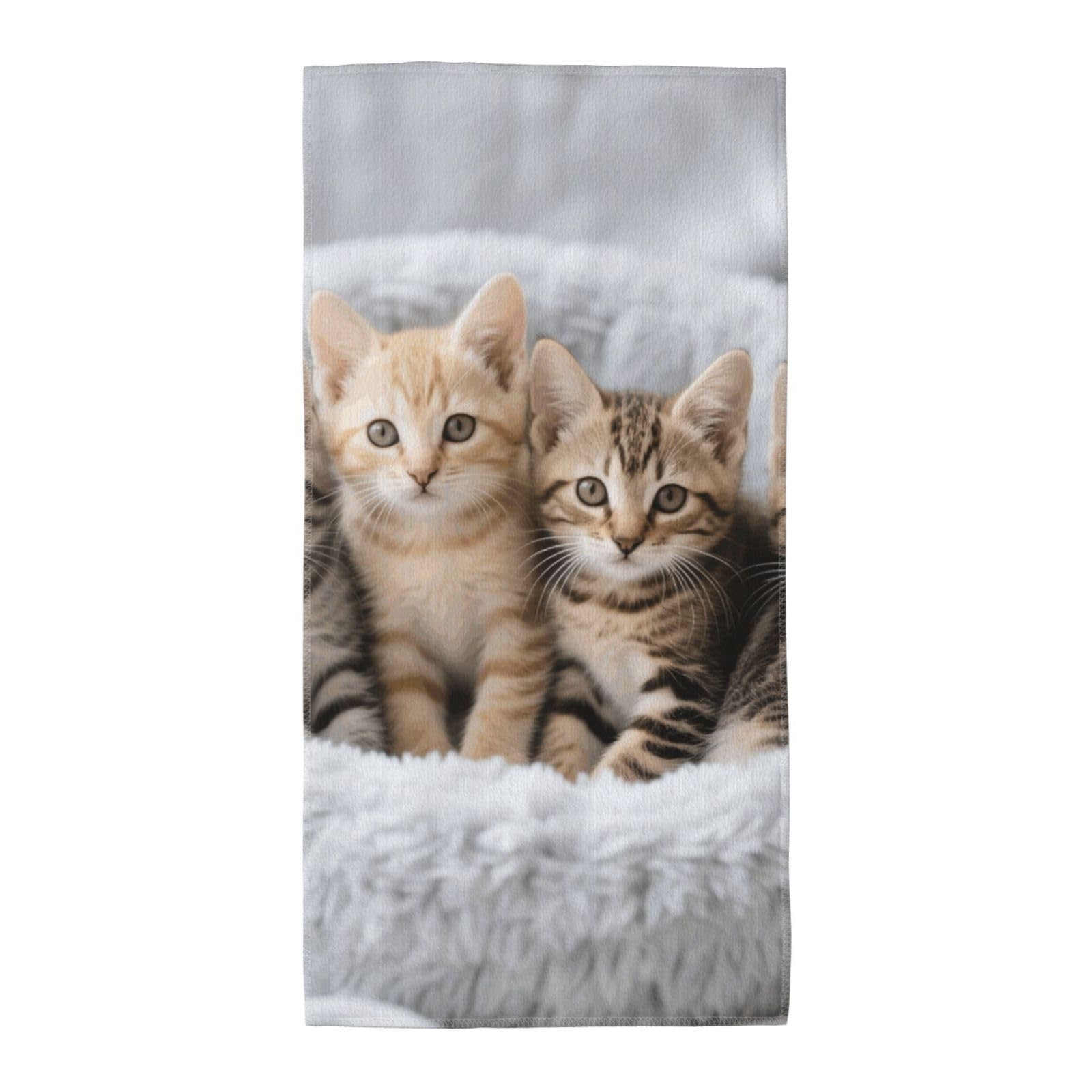 FekiLoot Absorbent Hand Towels 12"X24" Decorative Bathroom Towel Soft Microfiber Face Towel Kittens Family Cats Dish Kitchen Towels for Bathroom Kitchen Hotel Spa Bath Towels