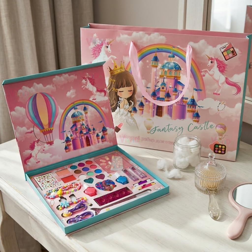 VikriDA Big Size Kids Washable Makeup Kit, Fold Our Makeup Palette