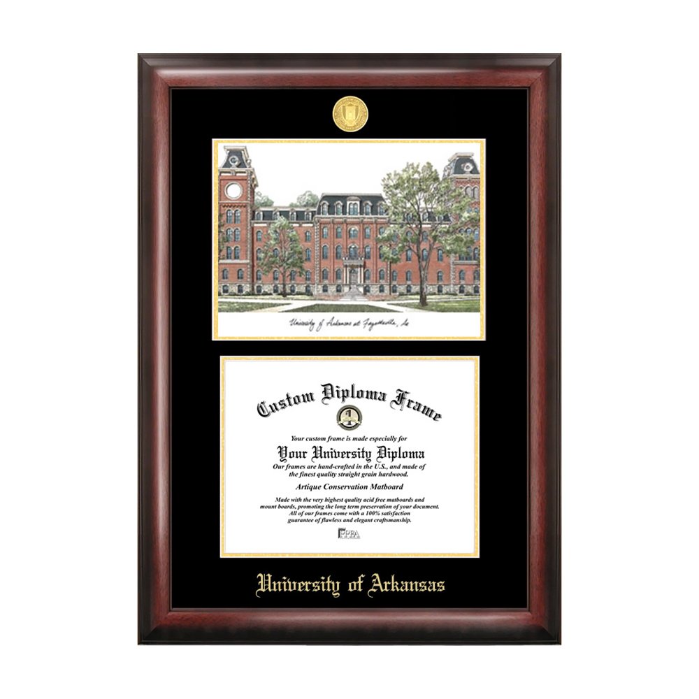University of Arkansas Gold Embossed Diploma Frame with Limited Edition Lithograph